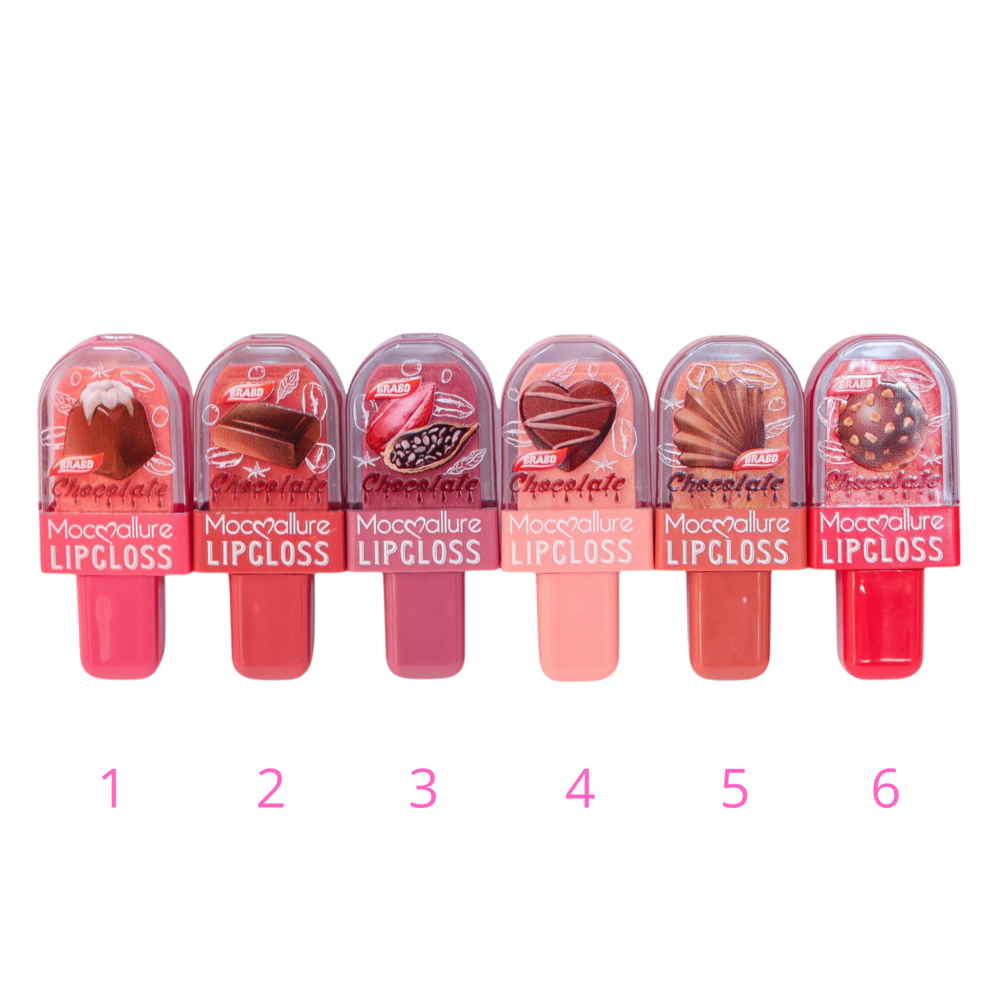 Mocoallure Smooth and Long-Lasting Chocolate Lip Gloss Set of 6 Shades