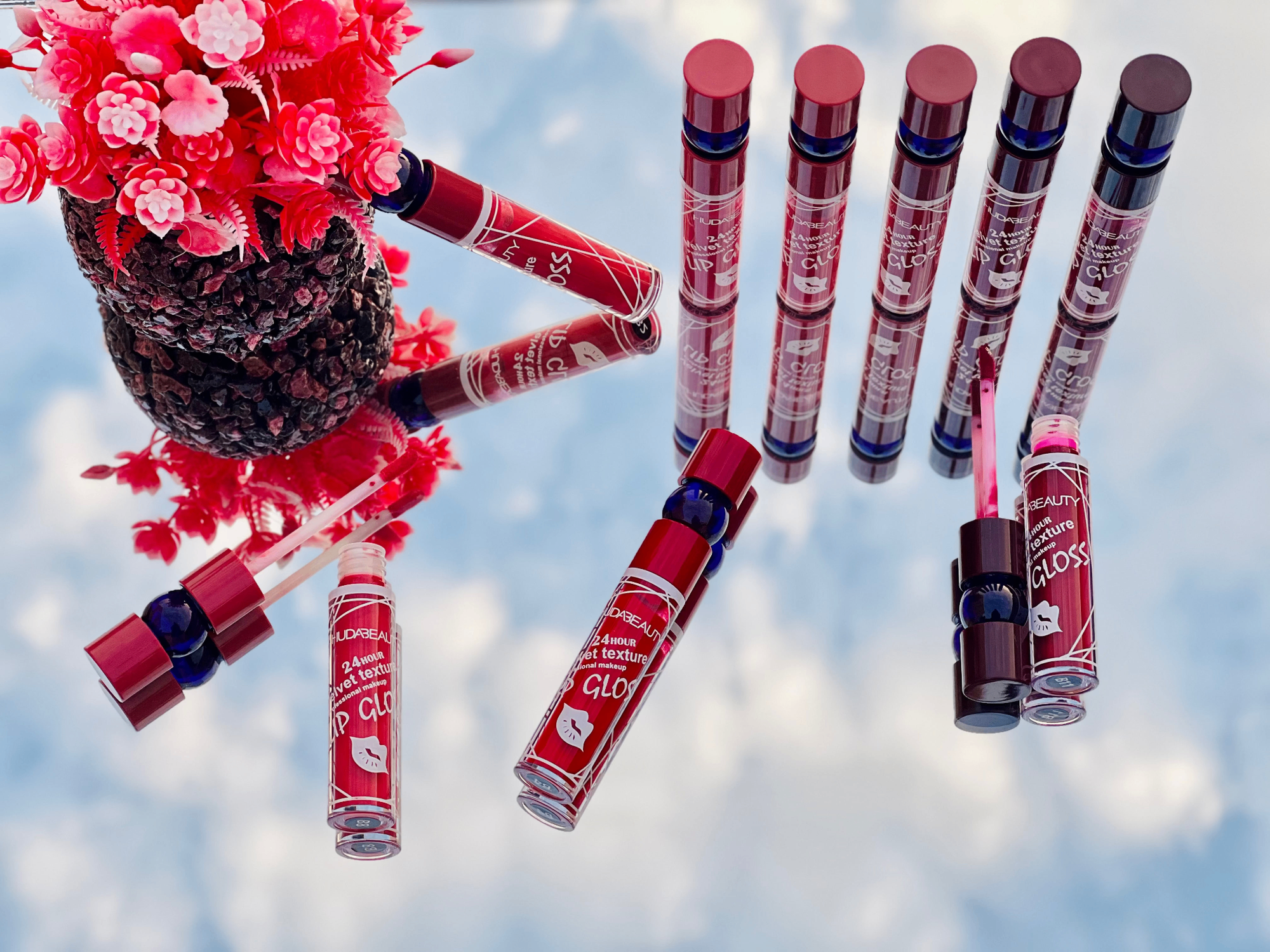 HudaBeauty 12-Piece Velvet Matte Lip Gloss Set – 12 Stunning Shades