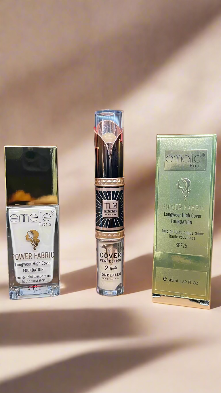 Emelie Double Wear Maximum Cover Foundation + Puff set