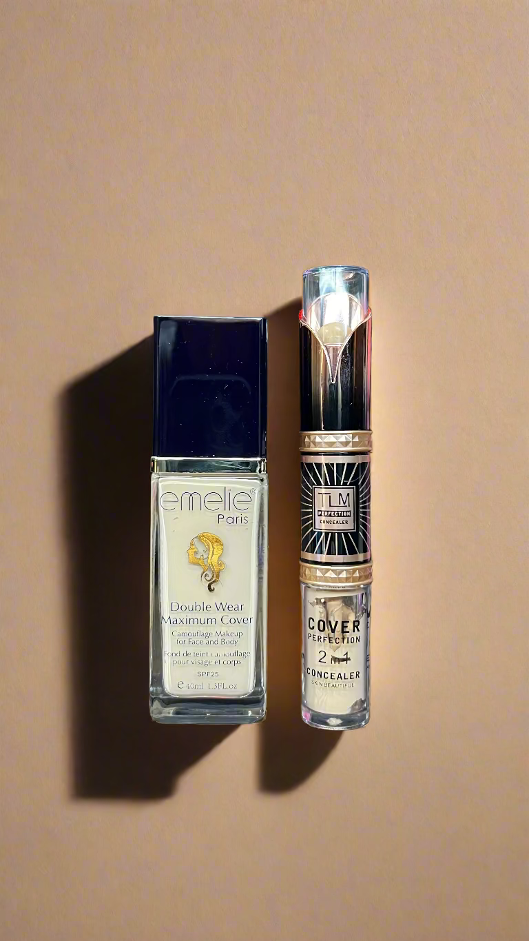 Emelie Double Wear Maximum Cover Foundation + Puff set