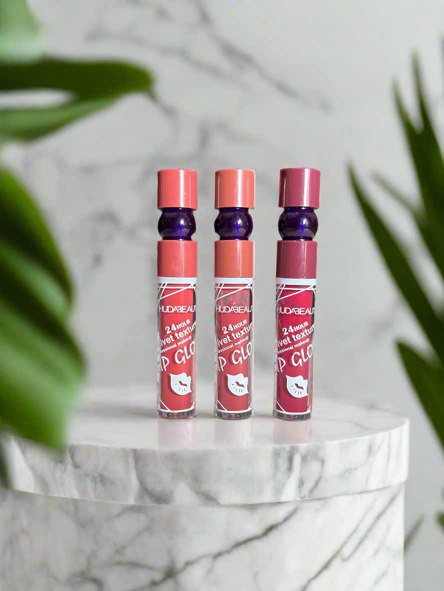 HudaBeauty 12-Piece Velvet Matte Lip Gloss Set – 12 Stunning Shades