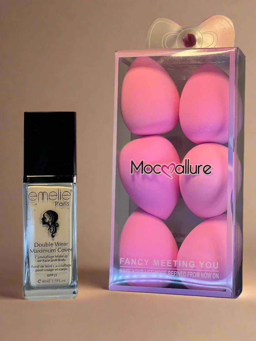 Emelie Double Wear Maximum Cover Foundation + Puff set - ROSEVEIL