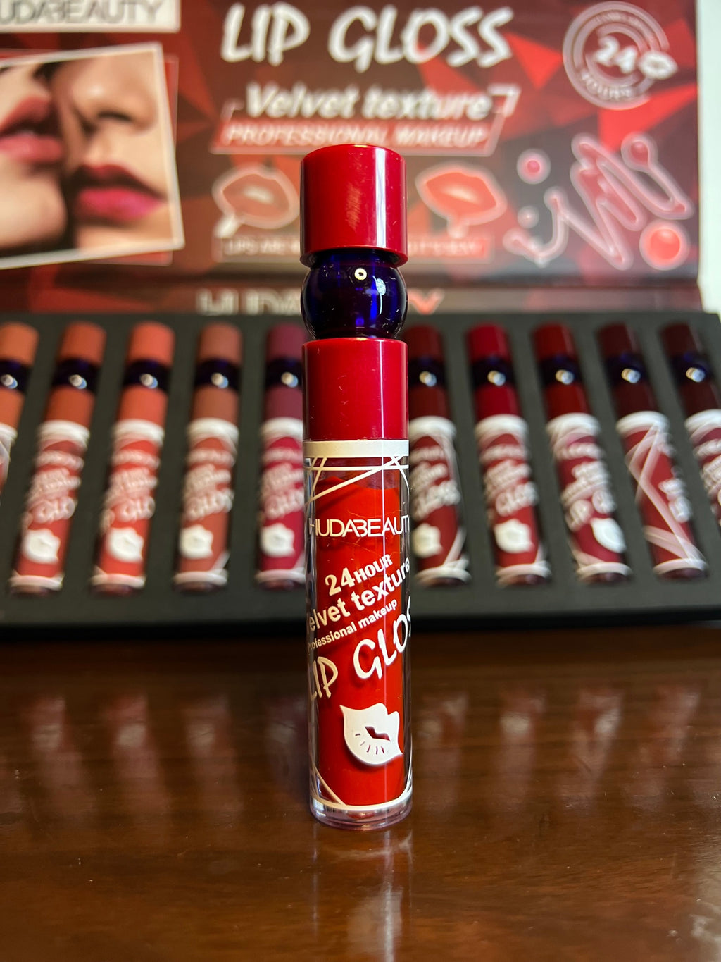 HudaBeauty 12-Piece Velvet Matte Lip Gloss Set – 12 Stunning Shades