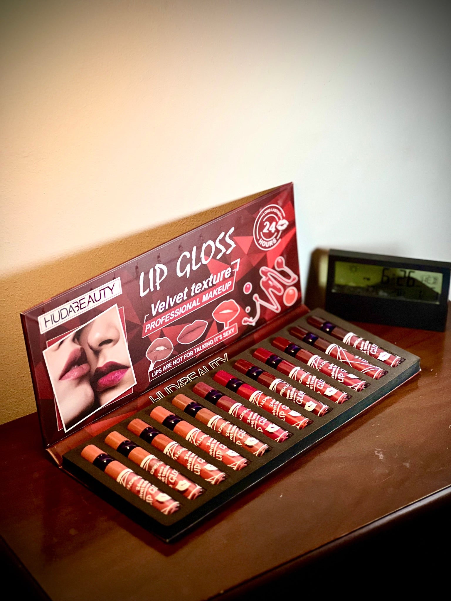 HudaBeauty 12-Piece Velvet Matte Lip Gloss Set – 12 Stunning Shades